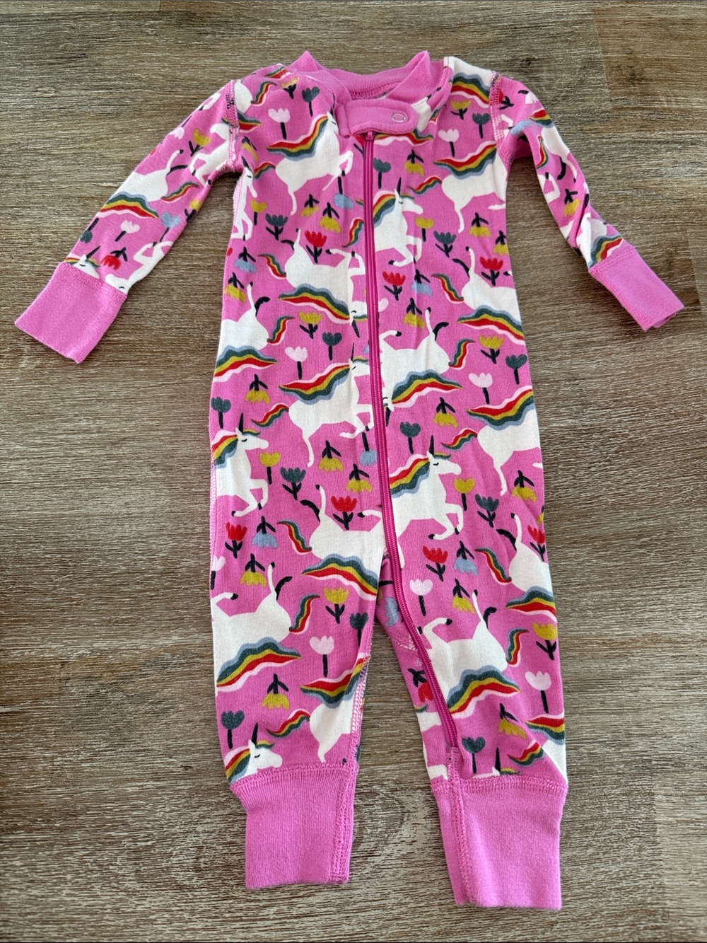 Hanna Andersson Pink Unicorn Rainbow Print One-Piece